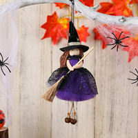 Adorno Colgante de Tul para Halloween, Escoba, Bruja, Niña, Ángel, Decoración para Fiestas y Hogar, Venta al por Mayor