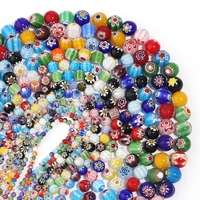Perles en verre Millefiori colorées à motifs floraux ronds de 6 mm, 8 mm, 10 mm pour la fabrication de bijoux DIY – Vente en gros
