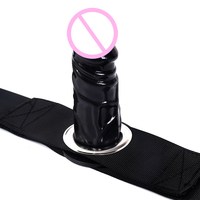 Sangle de jambe réglable en sangle noire/silicone pour bondage pénien lesbien avec attaches auto-agrippantes