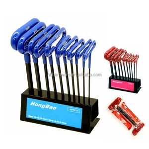 10 Pieces T-handle Hex Key Set Hex Key Kit Sizes 3/32 to 3/8 2 to 10 mm Extra Long Hex T Type Allen Key Wrench Set with Stand