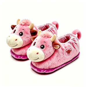 Pantuflas de Peluche de Elefante Rosa con Pelo Arcoíris, Unisex, Suaves y Afelpadas, para Niños de 3 Años en Adelante - Product Image 4