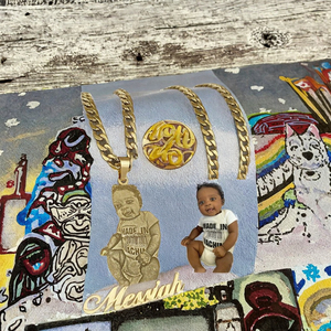 Collier pour enfants en acier inoxydable plaqué PVD, chaîne à maillons givrés <span class=keywords><strong>avec</strong></span> <span class=keywords><strong>photo</strong></span> et nom, cadeau souvenir familial - Product Image 4