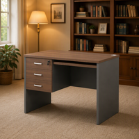 Bureau d'ordinateur moderne en bois avec 3 tiroirs verrouillables, plateau pour clavier, table d'étude compacte pour le bureau à domicile