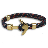 Zwei Schichten handgemachte Männer Unisex Mode beliebte Pfeil vergoldet Piraten schiff Schiff Anker Fallschirm Seil Schnur Armband