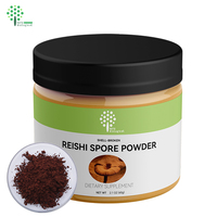 Extrait de champignon Reishi en poudre de spores brisées OEM, certifié biologique ISO, avec étiquette privée, bouteille de 60g, emballé sous vide, 2% de triperpénoïdes