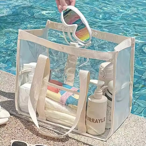 Bolsa de Playa para Exteriores, Gran Capacidad, Portátil, Impermeable, de PVC, con Botón, para Artículos de Aseo y Natación - Product Image 1