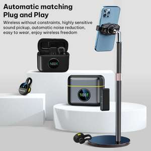 Micrófono Inalámbrico PIX-LINK Q28 2.4G con Cancelación de Ruido e Indicador de Energía <span class=keywords><strong>para</strong></span> iOS y <span class=keywords><strong>Android</strong></span>, <span class=keywords><strong>para</strong></span> Transmisión en Vivo y Grabación en Estudio - Product Image 5