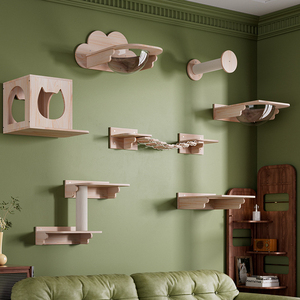 Estructura de Escalada para Gatos Montada en Pared, con Cama, Plataforma de Salto, Pilar con Diseño de Cápsula Espacial y Hamaca, Mueble Ahorrador de Espacio - Product Image 4