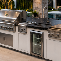 Cuisine barbecue extérieure  et station de grill pour villas Four électrique encastré sur mesure et gril en acier inoxydable