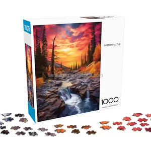 Gratis sampel kustom 500 kosong 1000 buah karton jigsaw puzzles untuk dewasa