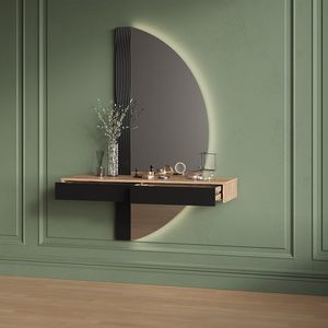 Toeletta da camera Combohome <span class=keywords><strong>Melisa</strong></span> in stile giapponese, nera, 120 cm, 2 cassetti, altezza regolabile, pannello in MDF, resistente ed ecologica - Product Image 2