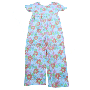 Monos de manga corta para bebés y niños, monos de seda de leche con estampado Floral personalizado de longitud completa Boutique <span class=keywords><strong>Pone</strong></span> <span class=keywords><strong>Piece</strong></span>, monos para niñas - Product Image 2