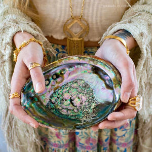 Coquille d'ormeau polie faite à la main brillant 10-14cm Palo Santo/supports de bâtons de tache de <span class=keywords><strong>sauge</strong></span> <span class=keywords><strong>blanche</strong></span> importation de la nouvelle-zélande en gros - Product Image 2