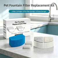 Kit de remplacement de filtre pour fontaine à eau pour animaux de compagnie, pour chats et chiens, charbon actif en coque de noix de coco, résine, accessoire pour fontaine à eau pour chat