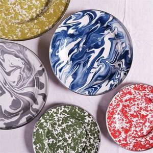 Vaisselle en émail personnalisée de haute qualité en granit marbré rond de petite et grande taille en gros en Chine, assiettes pour enfants - Product Image 4