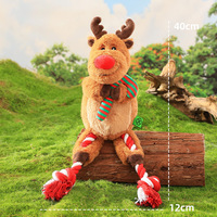 Mainan Anjing Natal Premium Zoyi Pet, Boneka Tupai Rusa Desain Karakter, Mainan Kunyah Tali Simpul, Mainan Kunyah Interaktif untuk Anjing
