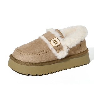 Зимние удобные пушистые флисовые Замшевые сабо без шнуровки на платформе - Product Image 6