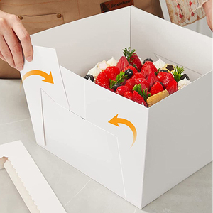 Hộp bánh gato có nắp và đế bán buôn, có cửa sổ trong suốt, bao bì bánh sinh nhật, hộp bánh vuông, in logo tùy chỉnh, hộp bánh pound - Product Image 2