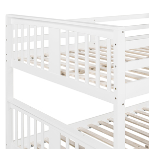 Full Over Full <b>Bunk</b> <b>Bed</b> With Ladder White For Bedroom Guest Room Furniture - Product Image 4