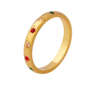 New Arrival Stainless Steel <b>Ring</b> Gold Plated <b>Cz</b> Zircon Finger <b>Ring</b> Jewelry - Product Image 1