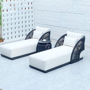 كراسي للاستلقاء في الهواء الطلق للحديقة مقاومة للماء بجانب المسبح كراسي للتشمس حبل منسوج كرسي شاطئ - Product Image 3