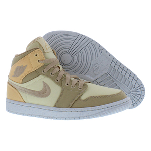 Nike รองเท้า Air Jordan 1 MID SE สำหรับผู้หญิง & oxds มัสลิน/ทะเลทราย/สีทองท้องฟ้า-100% ของแท้ - Product Image 5