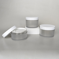 Pot en plastique PET moulé par injection, blanc mat, 200g, avec paroi épaissie 50g, à large ouverture, vide, 250ml, 2 oz, avec couvercle