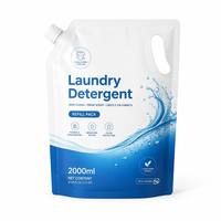 Pochette de recharge personnalisée de 2000 ml pour lessive avec poignée, emballage Doypack autoportant pour détergent liquide