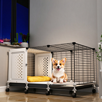 Cage pour chien moderne en tube carré robuste avec toit et roues, emballage en boîte pour chiens de petite/moyenne/grande taille