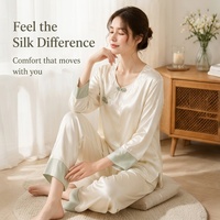 Ensemble de pyjama en soie 19 Momme pour femme, manches 7/4, style chinois, 100% soie de mûrier, vêtements de détente, vêtements de nuit pour femme, printemps automne, vêtements de maison
