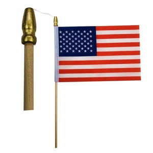 Hot Bán 4X6 Inch Cầm Tay Nhỏ USA Cờ Với Cực Bằng Gỗ Và Goden <span class=keywords><strong>Top</strong></span> <span class=keywords><strong>Hat</strong></span> Cho Đảng Trang Trí Nguồn Cung Cấp - Product Image 1