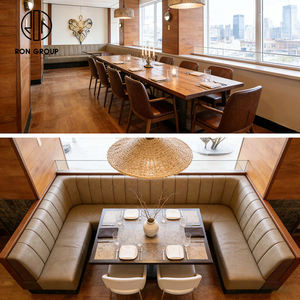 Ensemble de mobilier moderne pour hôtel, café et <span class=keywords><strong>restaurant</strong></span> : banquette demi-cercle en cuir, table et chaises en pierre frittée - Product Image 5