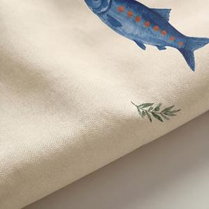 Rideau de douche vintage imprimé poisson bleu <span class=keywords><strong>aquarelle</strong></span> 100% polyester, imperméable, résistant à la moisissure, rideau de salle de bain nautique personnalisé - Product Image 4