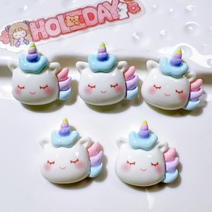 Breloques 3D en résine à dos plat, motifs Poney Arc-en-ciel <span class=keywords><strong>Ange</strong></span> Kawaii de dessin animé, pour accessoires capillaires DIY et décorations pour coques de téléphone, vente en gros - Product Image 3