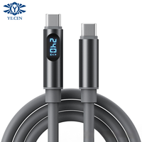 Kabel Data Digital Silikon 240W Tipe-C Transfer Data Kecepatan Tinggi untuk Hard Drive Eksternal dan Pengisian Daya PD Ponsel
