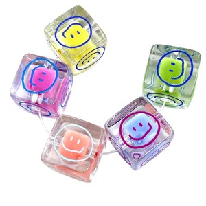 Perles en acrylique en forme de visage souriant, 16.5mm, couleurs mélangées, pour la fabrication de bijoux, accessoires de porte-clés, chaîne de téléphone portable, DIY - Product Image 1