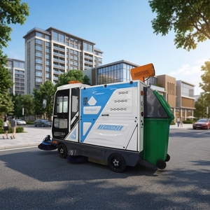 Mini balayeuse électrique de voirie <span class=keywords><strong>Hippo</strong></span> MH230B-1 avec bac à déchets arrière pour poubelle de 240L - Product Image 1