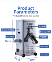 Nouvelle machine à décortiquer et polir le riz de type armoire en acier inoxydable 220V, petite décortiqueuse de riz paddy, machine à éliminer les insectes du riz