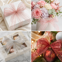 Ruban en organza de 2,5 cm et 3,8 cm - Accents irréguliers en fil métallique or et argent pour emballage cadeau et décoration de mariage - Vente en gros