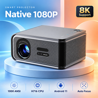 Projecteur intelligent 4K Android HD 1080P natif WiFi avec autofocus vidéo et haut-parleur, projecteur de cinéma extérieur haute résolution