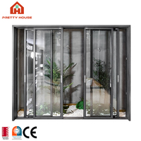 Porte coulissante en aluminium français, double vitrage, verre trempé, revêtement poudré, robuste et lisse, pour maison