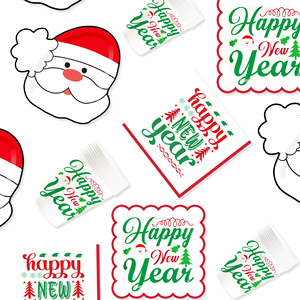 Juego de Vajilla Desechable Personalizado DAMAI para Fiesta de Navidad con Diseños de Gorro de Santa Claus, Platos, Vasos y Servilletas de Papel - Product Image 2