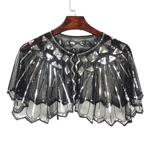 Chal Vintage a Rayas para Mujer, Estilo Años 20, con Cuentas y Lentejuelas Decorativas, Capa de Noche, <span class=keywords><strong>Bolero</strong></span>, Estilo Flapper, Malla, Poliéster Ligero - Product Image 2