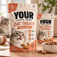 Sachet d'emballage personnalisé avec logo imprimé pour friandises pour chats, pochette refermable mate de qualité alimentaire en Mylar pour snacks au saumon de 3oz et 1oz