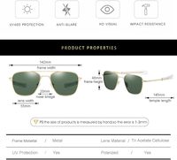 Lunettes de soleil de conduite professionnelles UV400 pour hommes, monture en métal doré, verres anti-éblouissement avec vision nocturne, logo personnalisé, lunettes de soleil polarisées