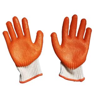 Guanti da lavoro di sicurezza con finitura giallo arancio con punta delle dita rinforzata con doppio palmo in lattice liscio - Product Image 3