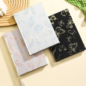 Cuaderno de Alta Gama A5 con Ranuras, Tapa Dura de Tela con Diseño de Mariposa, Simple, Fresco, Portátil, Regalo para Estudiantes, Diario, Libreta para Vacaciones - Product Image 1