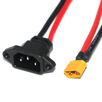 Câble d'alimentation en silicone avec connecteur IEC C14 à montage sur panneau et capuchon anti-poussière vers faisceau de câbles connecteur XT60 XT90