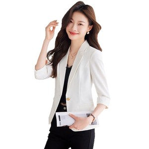 Sky Blue Women's Blazer Three Quarter Sleeve Slim Fit Korean Style Spring Autumn Wear - Product Image 5