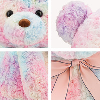 Peluche géante ours en maille tie-dye colorée super douce, adorable poupée pour cadeau de Saint-Valentin, oreiller en peluche pour lit